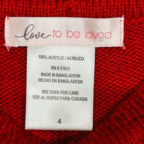 Girls LOVE TO BE LOVED Christmas Sweater Dress - Picture 5 of 6